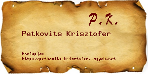 Petkovits Krisztofer névjegykártya